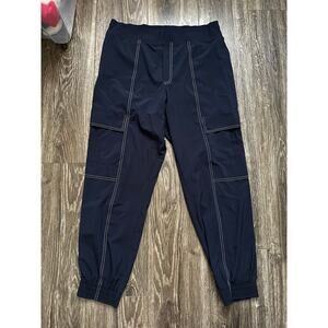 ATHLETA Women's Size 12 Navy Blue Chelsea Utility High Rise Cargo Jogger Pant